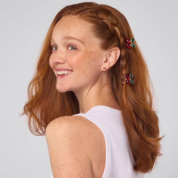 Kitsch Mini Rhinestone Claw Clips 2pc Set- Cherry - Picture 4 of 5